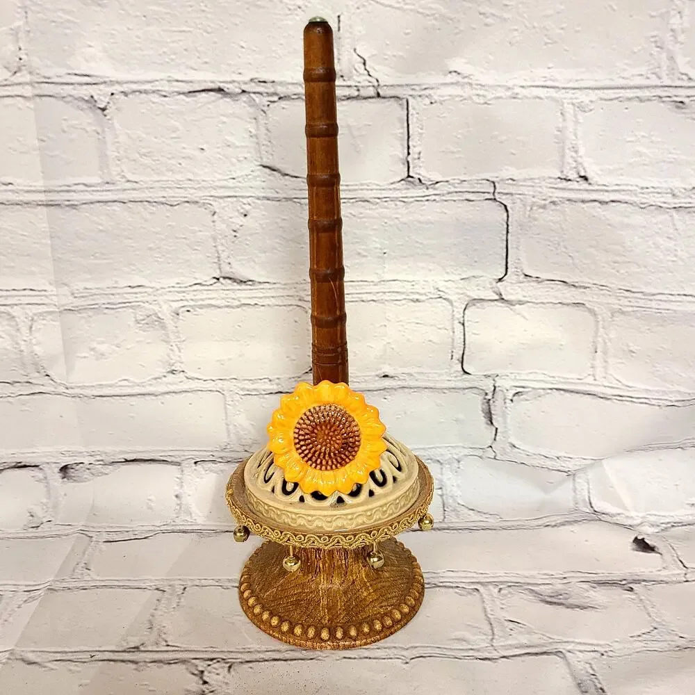 Wood Bobbin Sunflower Ring Display Stand
